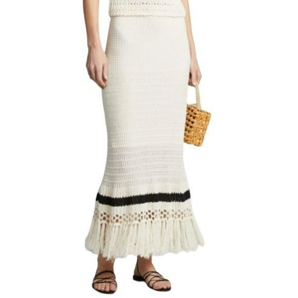 A.L.C. Nairo Fringe Crochet Cotton Knit Maxi Skirt